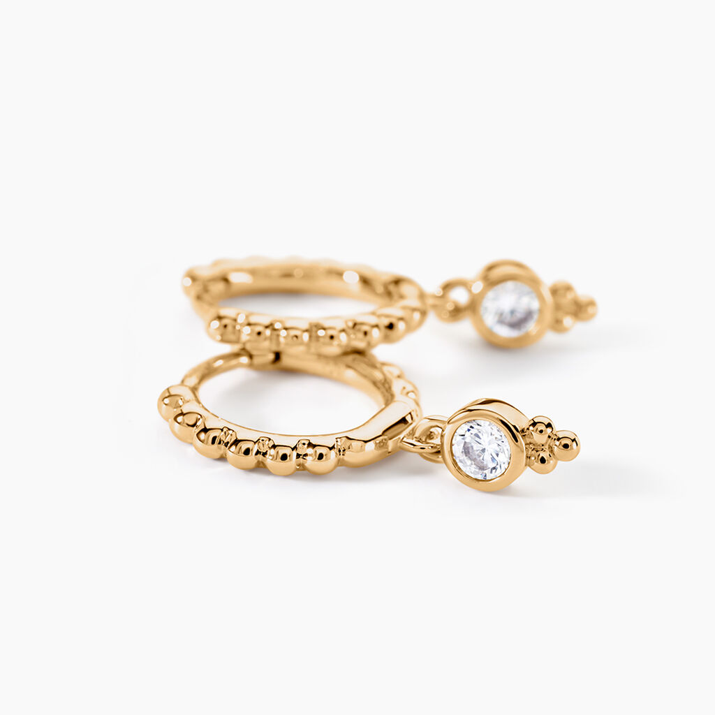 Créoles Thalea Plaque Or Jaune Oxyde De Zirconium - Boucles d'oreilles créoles Femme | Histoire d’Or