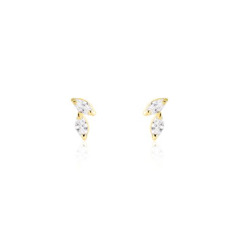 Boucles D'oreilles Puces Mix And Match Or Jaune Oxyde De Zirconium - Clous d'oreilles Femme | Histoire d’Or