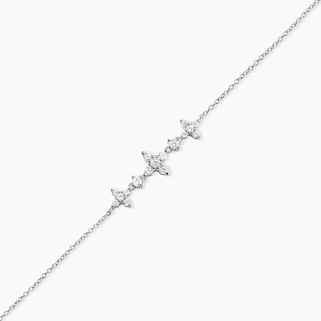 Bracelet Midnight Flower Argent Blanc Oxyde De Zirconium - Bracelets Femme | Histoire d’Or
