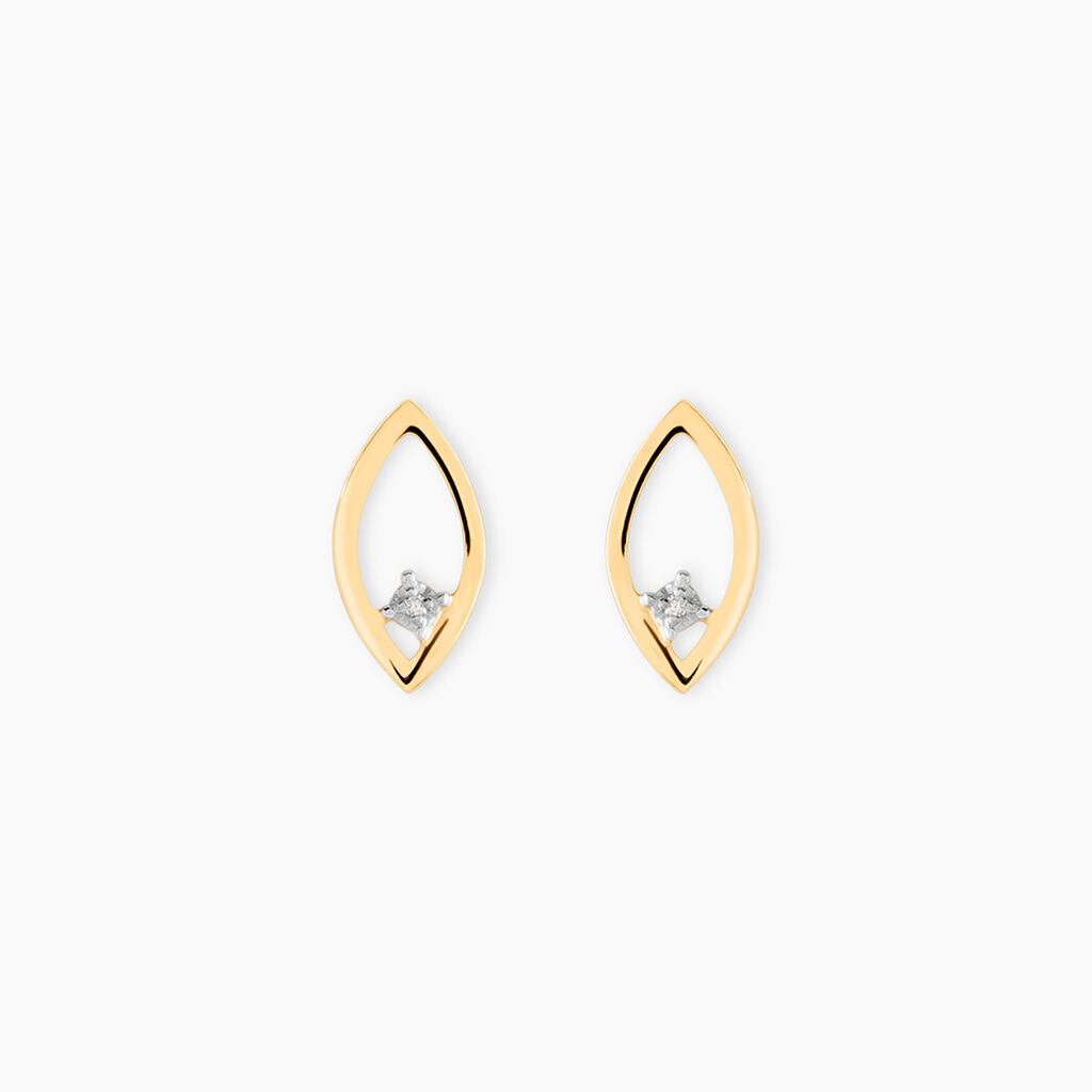 Boucles D'Oreilles Puces Orso Or Jaune Diamant - Clous d'oreilles Femme | Histoire d&rsquo;Or