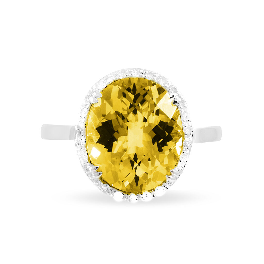 Bague Anna Or Blanc Citrine Et Diamant - Bagues solitaires Femme | Histoire d&rsquo;Or