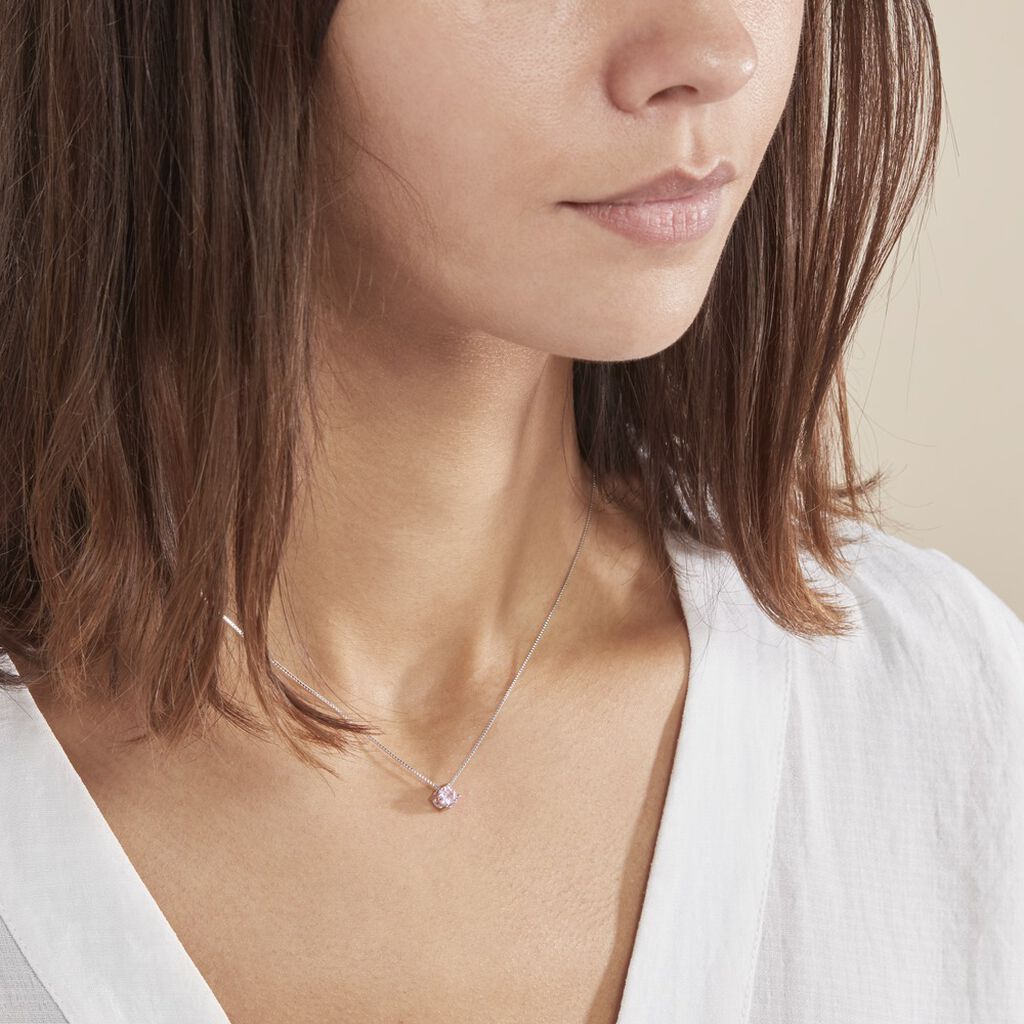 Collier Solitaire Argent Blanc Rio Santa Teresa Oxyde De Zirconium - Colliers fantaisie Femme | Histoire d’Or