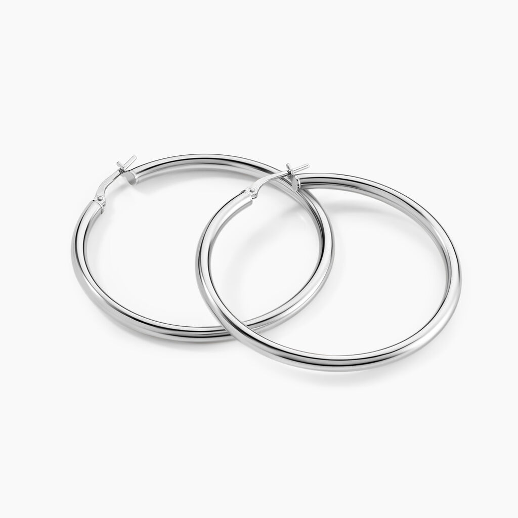 Créoles Argent Blanc Anne - Boucles d'oreilles créoles Femme | Histoire d’Or