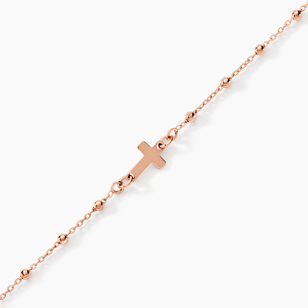 Bracelet Plaqué Or Avec Croix Et Perles - Marque Clovers, Acier Inoxydable - Neuf Avec étiquettes, Idée Cadeau