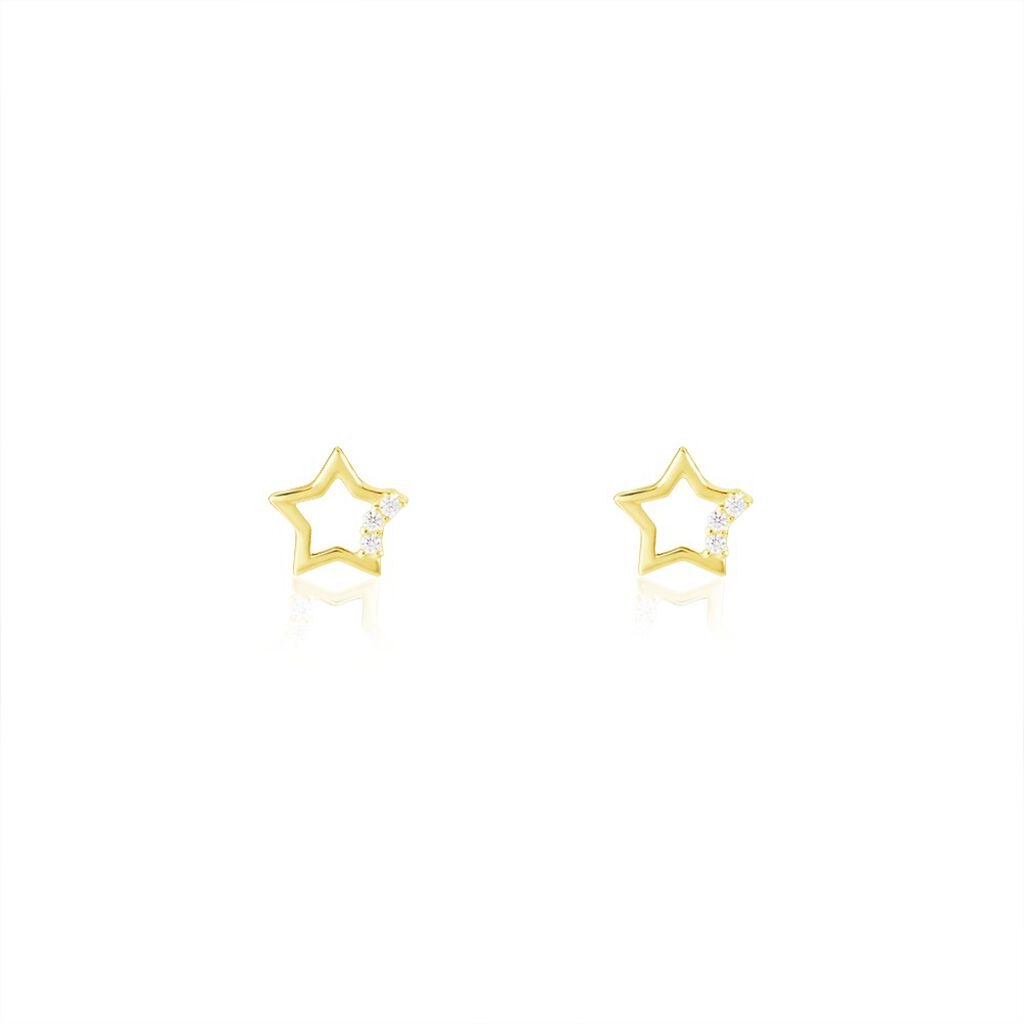 Boucles D'oreilles Puces Camomille Or Jaune Oxyde De Zirconium - Boucles d'Oreilles Etoile Enfant | Histoire d’Or