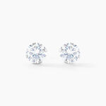 Boucles D'oreilles Puces Eddie Or Blanc Oxyde De Zirconium - Clous d'oreilles Femme | Histoire d&rsquo;Or