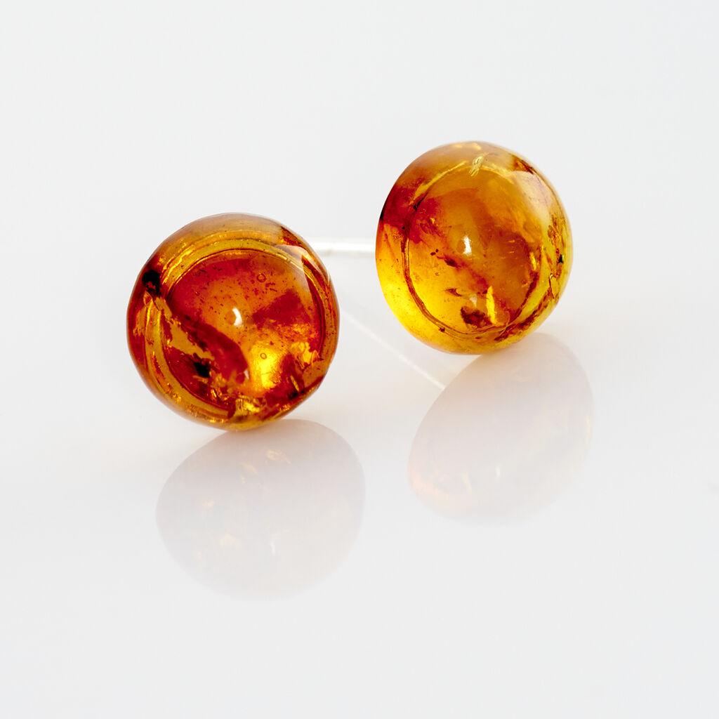 Boucles D'oreilles Puces Argent Blanc Brunhild Ambre - Boucles d'oreilles fantaisie Femme | Histoire d’Or