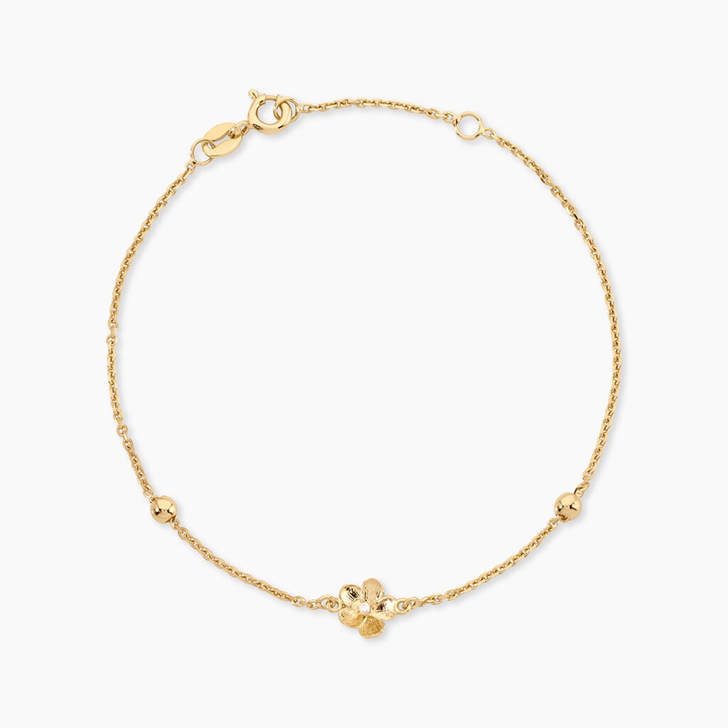 Bracelet Sakura Love Argent Dor&eacute; A L'Or 750/1000 Oxyde De Zirconium - F&ecirc;te des m&egrave;res Femme | Histoire d&rsquo;Or