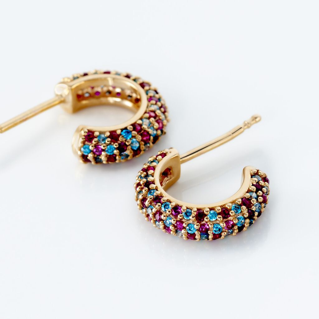 Créoles Plaqué Or Jaune Julitta Topazes Oxydes De Zirconium - Boucles d'oreilles créoles Femme | Histoire d’Or