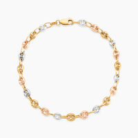 Bracelet Maille Dami Maille Grain De Cafe Or Tricolore