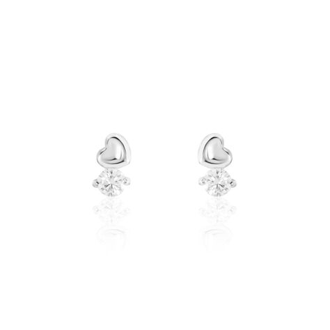 Boucles D'oreilles Puces Amani Argent Blanc Oxyde De Zirconium - Boucles d'oreilles fantaisie Femme | Histoire d’Or