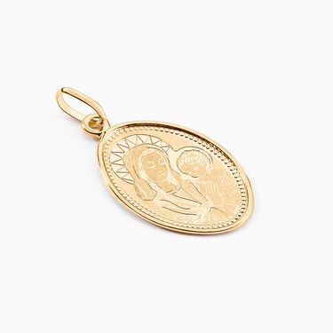 Pendentif Or Jaune Vierge A L'enfant