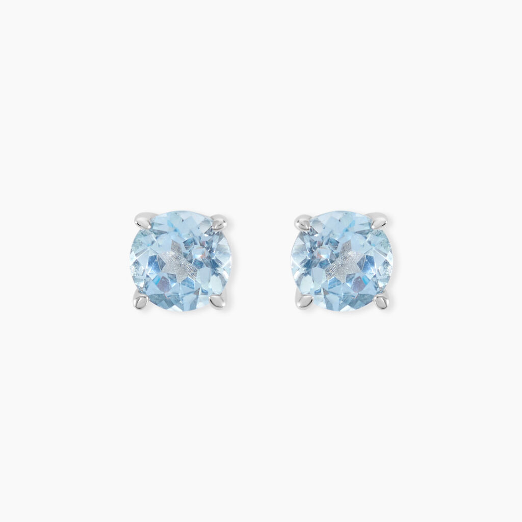 Boucles D'oreilles Puces Elea Or Blanc Topaze Bleu Sky - Clous d'oreilles Femme | Histoire d’Or