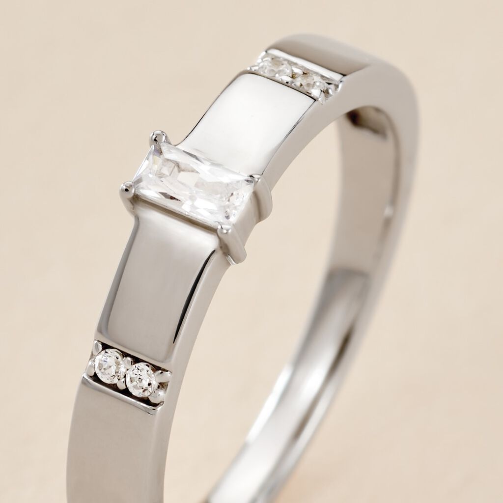 Bague Frey Argent Blanc Oxyde De Zirconium - Bagues solitaires Femme | Histoire d&rsquo;Or