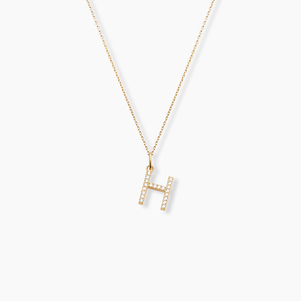 Pendentif Lettre H Or Jaune Oxyde - Pendentifs Famille | Histoire d&rsquo;Or