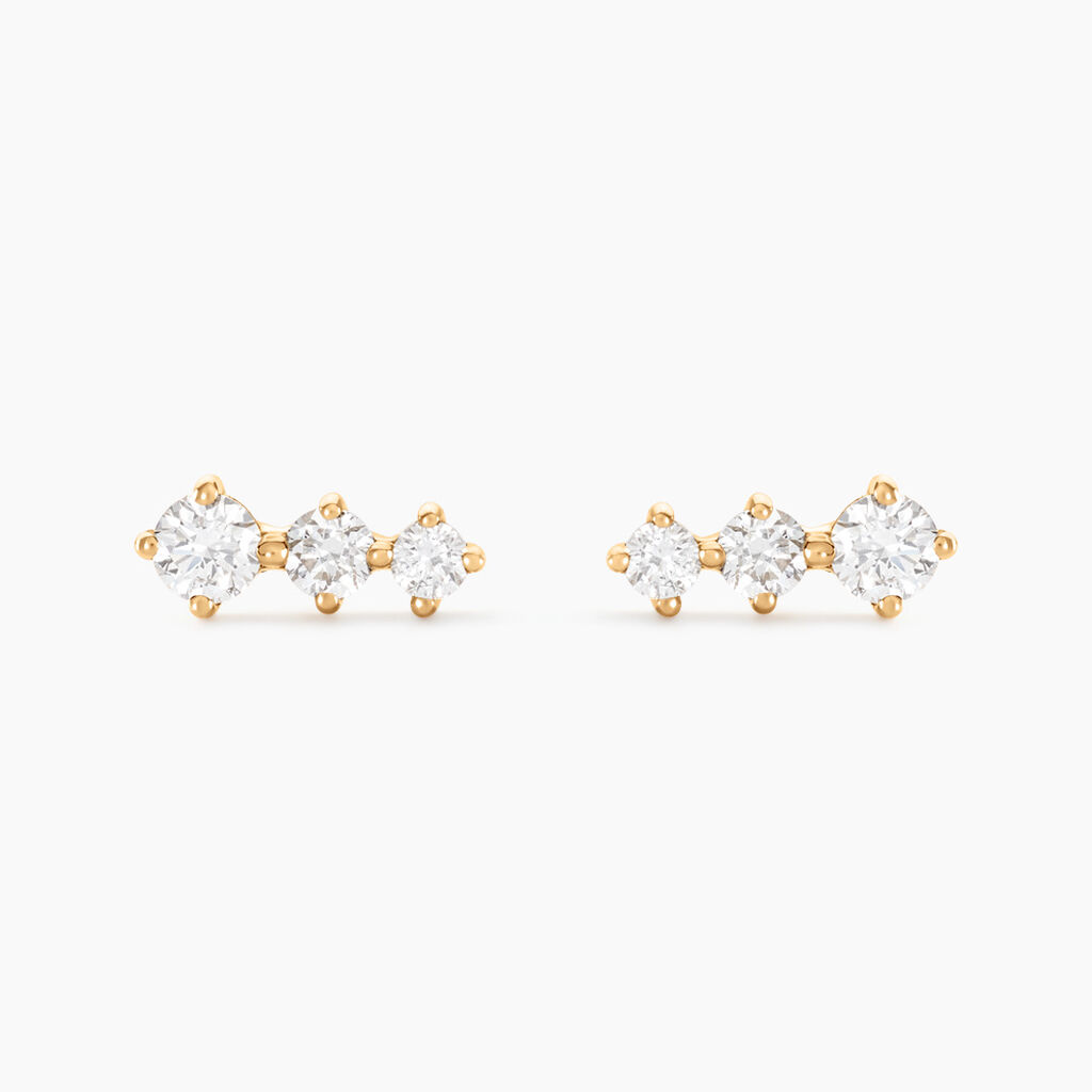 Boucles D'oreilles Puces Tryphena Or Jaune Diamant Synth&eacute;tique - Clous d'oreilles Femme | Histoire d&rsquo;Or