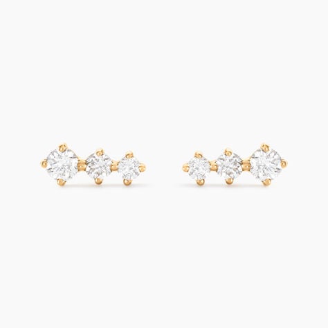 Boucles D'oreilles Puces Tryphena Or Jaune Diamant Synth&eacute;tique - Clous d'oreilles Femme | Histoire d&rsquo;Or