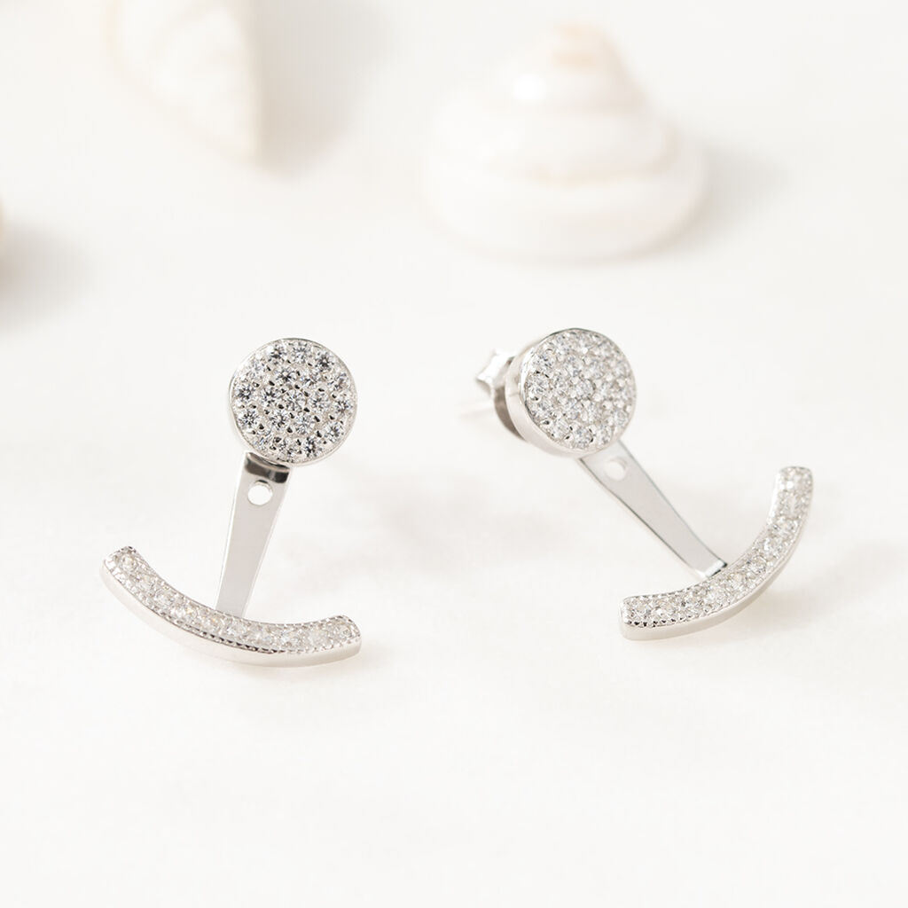 Bijoux D'oreilles Phybie Argent Blanc Oxyde De Zirconium - Boucles d'oreilles fantaisie Femme | Histoire d’Or