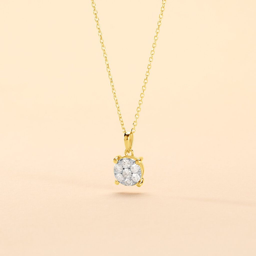 Collier Charlene Or Jaune Diamant Synthetique - Id&eacute;es cadeaux Femme | Histoire d&rsquo;Or