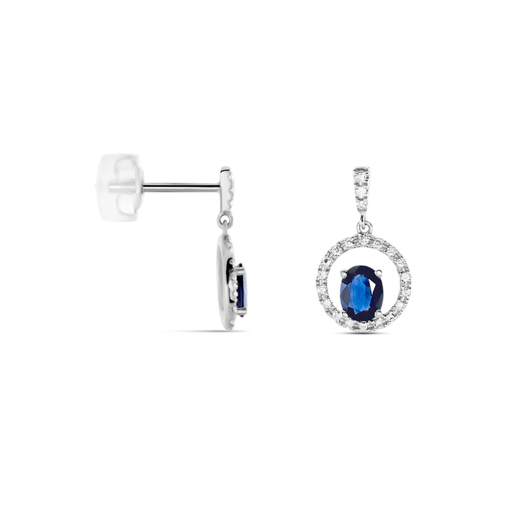 Boucles D'oreilles Pendantes Katerynn Or Blanc Saphir Diamants - Boucles d'oreilles pendantes Femme | Histoire d’Or