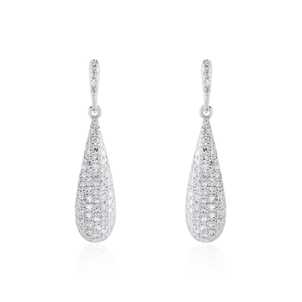 Boucles D'oreilles Puces Celine Or Blanc Diamant - Boucles d'oreilles pendantes Femme | Histoire d’Or