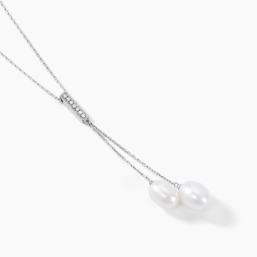 Collier Giacomo Or Blanc Perle De Culture - Colliers Femme | Histoire d’Or