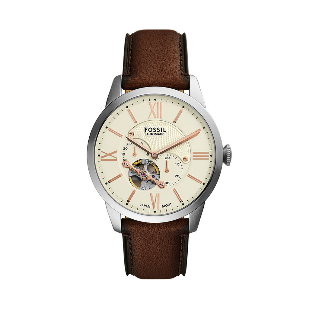 Montre Fossil Townsman C&oelig;ur Battant Cr&egrave;me - F&ecirc;te des p&egrave;res Homme | Histoire d&rsquo;Or