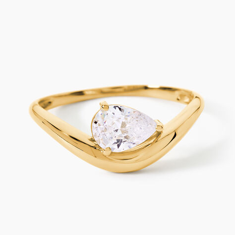 Bague Sunset Riviera Argent Dor&eacute; A L'Or 750/1000 Oxyde De Zirconium - Bagues solitaires Femme | Histoire d&rsquo;Or