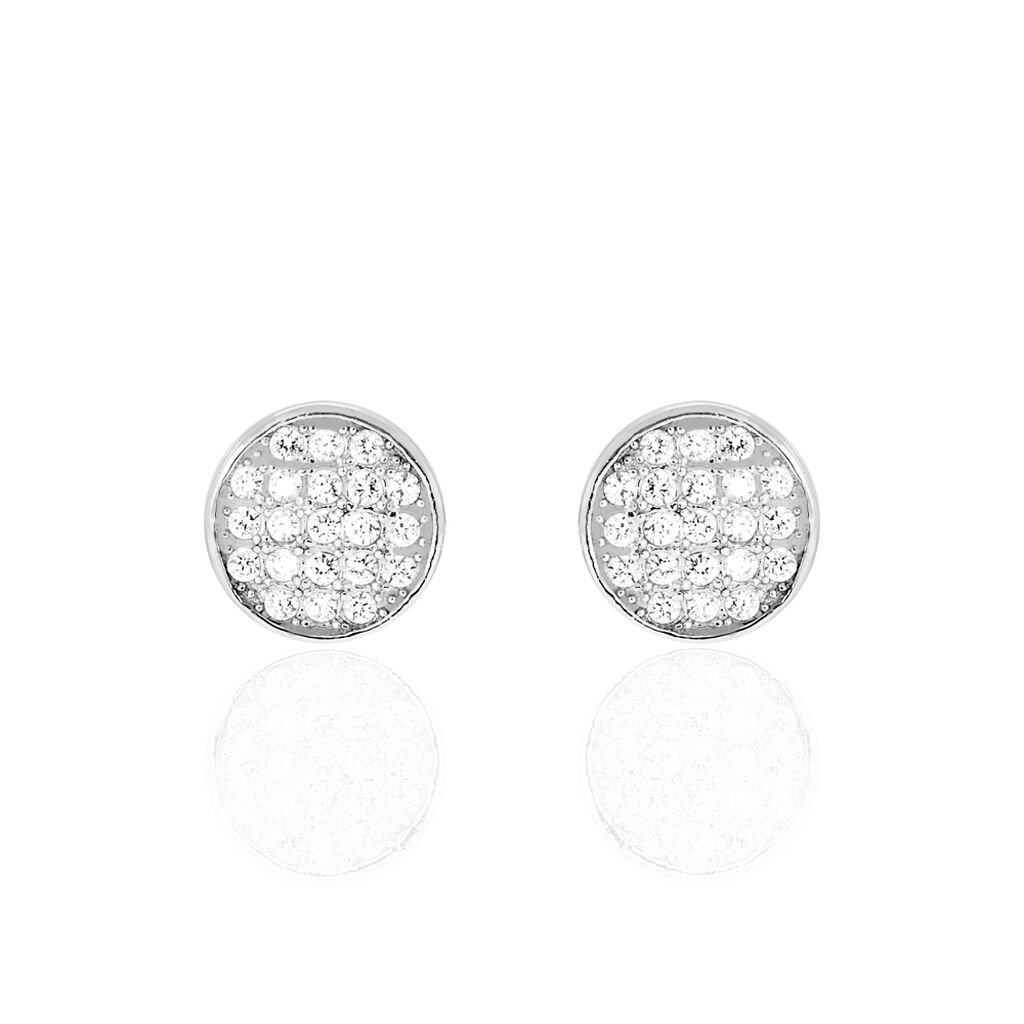 Boucles D'oreilles Puces Yesim Argent Blanc Oxyde De Zirconium - Boucles d'oreilles fantaisie Femme | Histoire d’Or