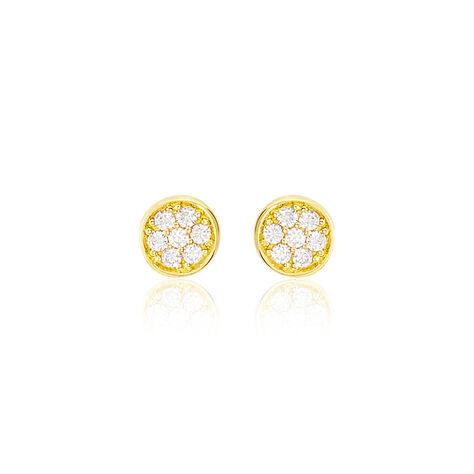 Boucles D'oreilles Puces Pastille Serti Clos Or Jaune Oxyde - Clous d'oreilles Femme | Histoire d’Or