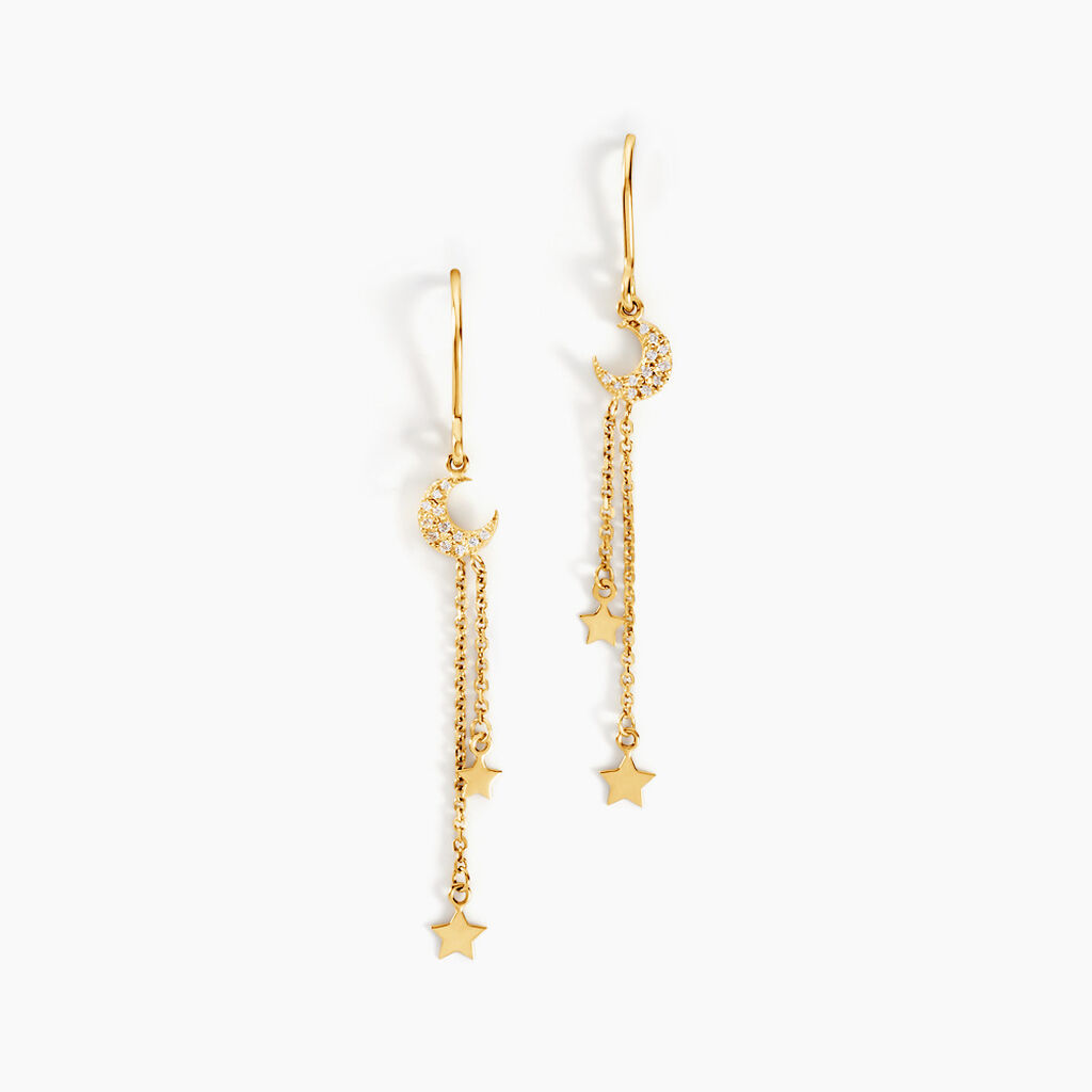 Boucles D'oreilles Pendantes Stellar Or Jaune Oxyde De Zirconium - Boucles d'oreilles pendantes Femme | Histoire d’Or
