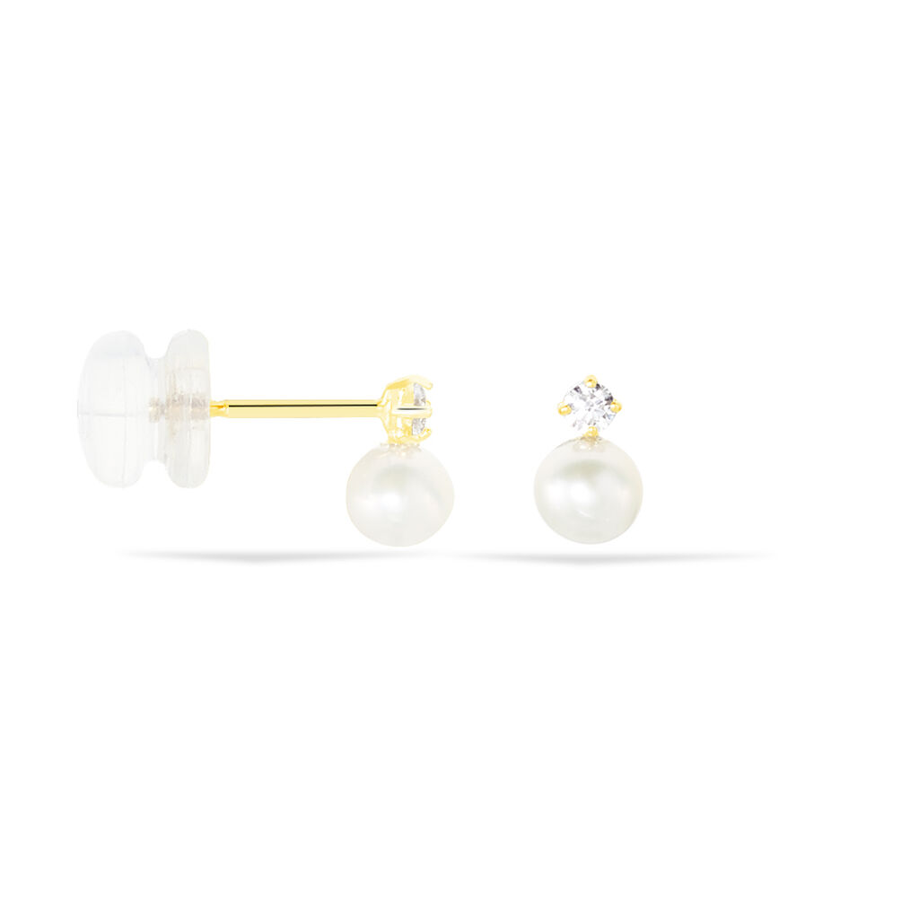 Boucles D'oreilles Puces Eolande Or Jaune Perle De Culture - Clous d'oreilles Femme | Histoire d’Or