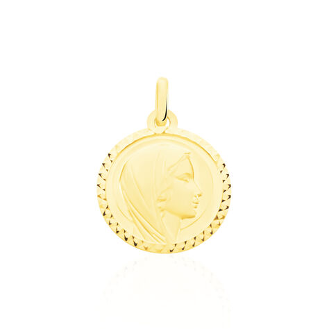 Pendentif Vierge Rond Strie Or Jaune - Pendentifs Baptême Famille | Histoire d’Or