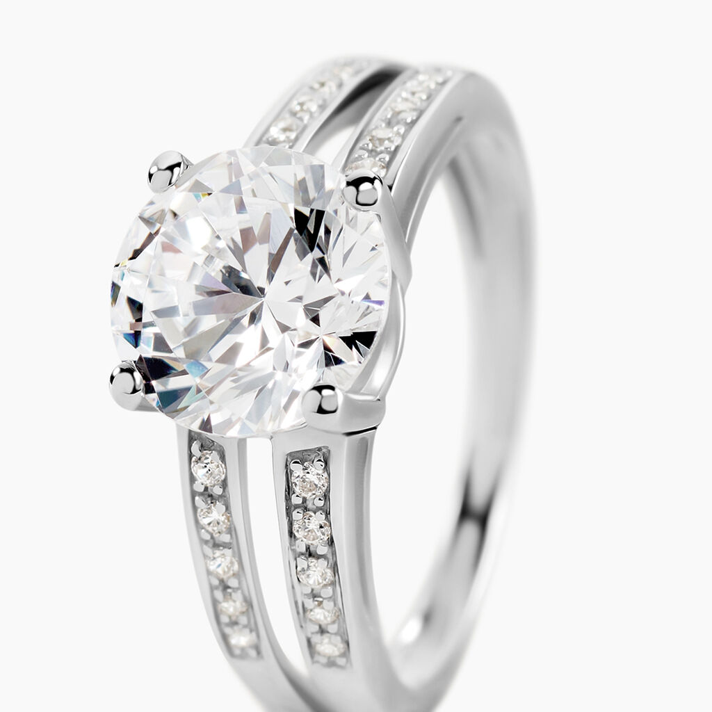 Solitaire Or Blanc Oxyde De Zirconium - Bagues solitaires Femme | Histoire d&rsquo;Or