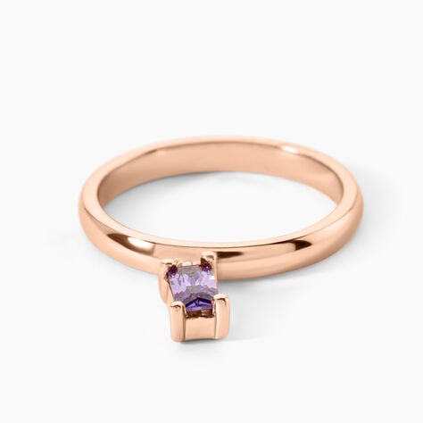 Bague Purple Mood Argent Rose Oxyde De Zirconium - Bagues solitaires Femme | Histoire d&rsquo;Or