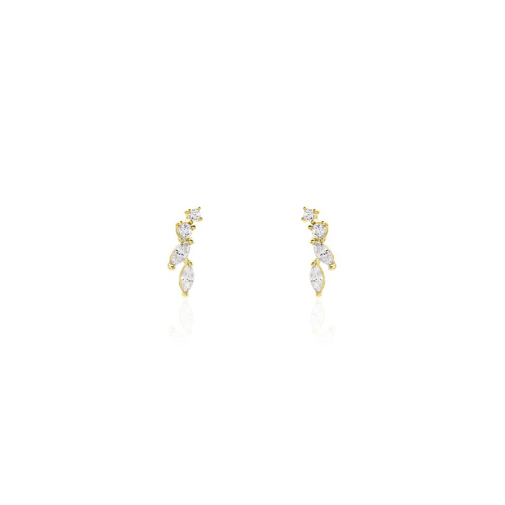 Boucles D'oreilles Puces Iuliana Or Jaune Oxyde De Zirconium - Clous d'oreilles Femme | Histoire d’Or