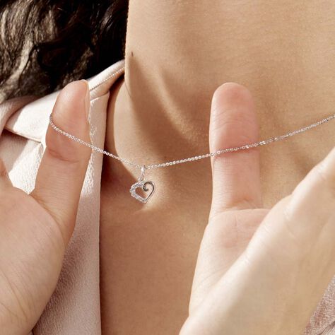 Collier Annabella Argent Blanc Oxyde De Zirconium - Colliers Coeur Femme | Histoire d’Or