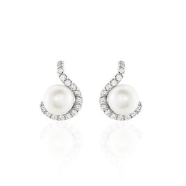 Boucles D'oreilles Pendantes Marsia Argent Blanc Perle De Culture - Boucles d'oreilles fantaisie Femme | Histoire d’Or