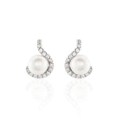 Boucles D'oreilles Pendantes Marsia Argent Blanc Perle De Culture - Boucles d'oreilles fantaisie Femme | Histoire d’Or