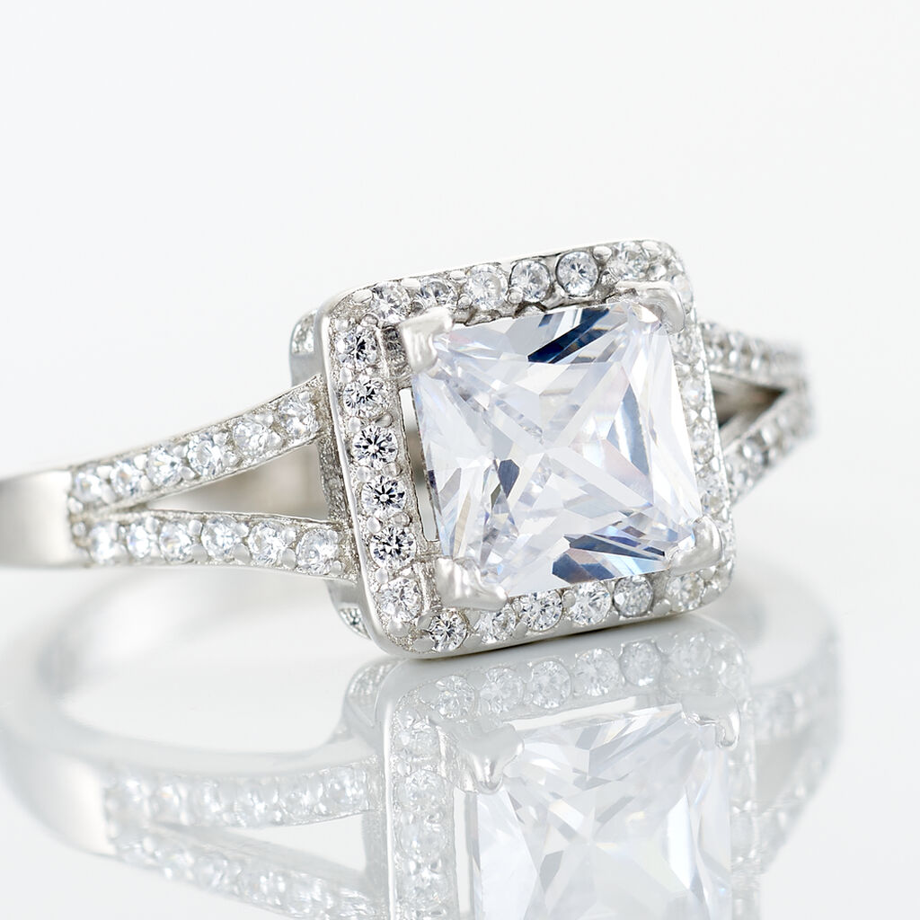 Bague Solitaire Wilona Argent Blanc Oxyde De Zirconium - Bagues solitaires Femme | Histoire d&rsquo;Or