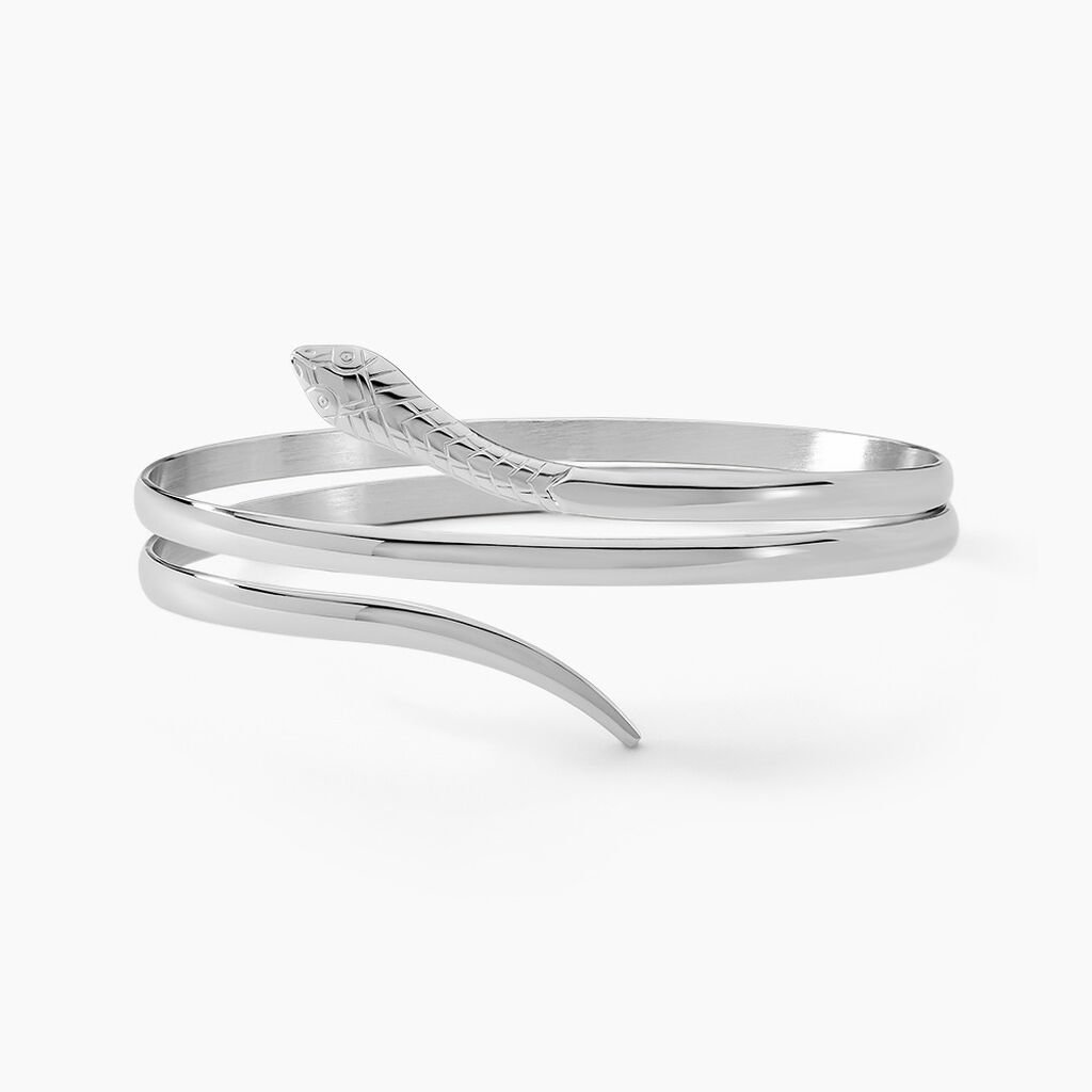 Bracelet Jonc Solitaae Argent Blanc - Bracelets joncs Femme | Histoire d’Or