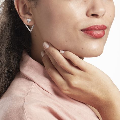 Boucles D'oreilles Pendantes Sauge Argent Blanc Oxyde - Boucles d'oreilles pendantes Femme | Histoire d’Or