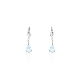 Boucles D'oreilles Pendantes Assaf Or Blanc Topaze Et Oxyde - Boucles d'oreilles pendantes Femme | Histoire d’Or