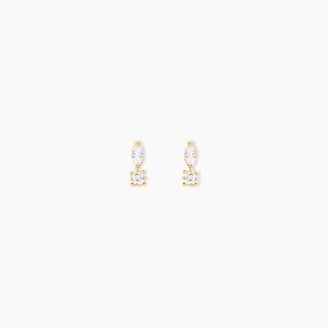 Boucles D'oreilles Puces Huey Or Jaune Oxyde De Zirconium - Clous d'oreilles Femme | Histoire d&rsquo;Or