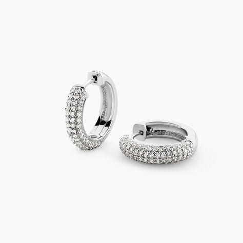 Cr&eacute;oles Mademoiselle Argent Blanc Oxyde De Zirconium - Boucles d'oreilles cr&eacute;oles Femme | Histoire d&rsquo;Or