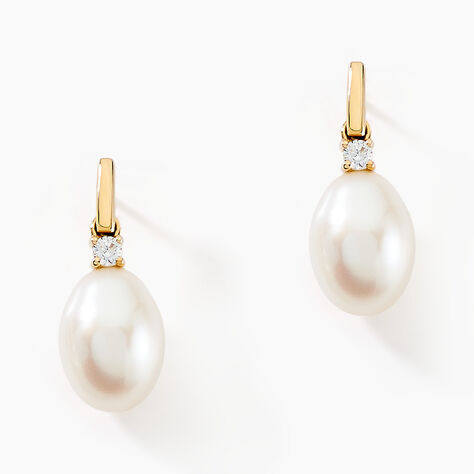 Boucles D'oreilles Pendantes Linzi Or Jaune Perle De Culture - Boucles d'oreilles pendantes Femme | Histoire d’Or