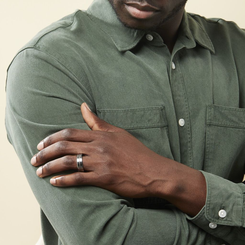 Bague Jourdan Iron Tungstene Blanc - Bagues Homme | Histoire d’Or
