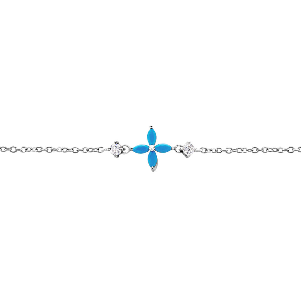 Bracelet Bluebirds Argent Blanc Turquoise Oxyde De Zirconium - Bracelets Femme | Histoire d’Or