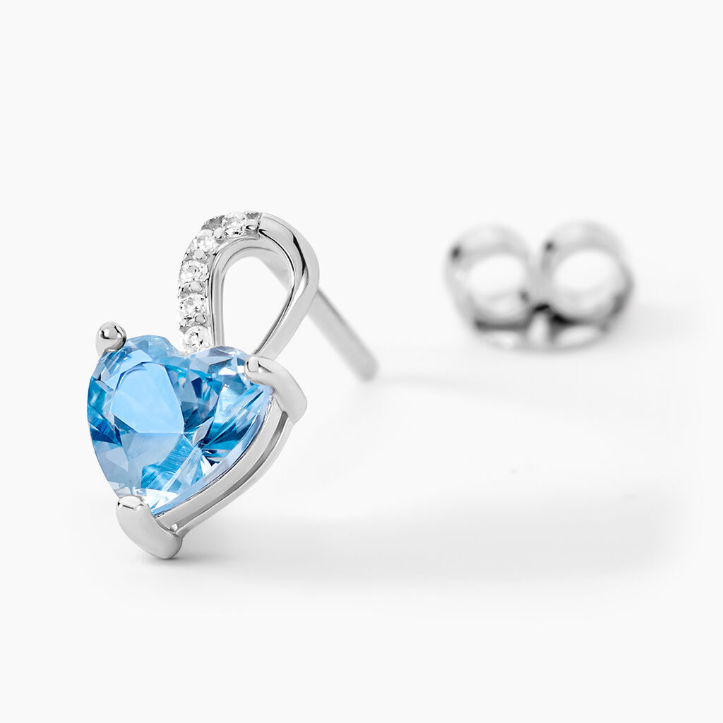 Boucles D'oreilles Puces Atieno Argent Blanc Oxyde De Zirconium - Boucles d'oreilles fantaisie Femme | Histoire d’Or