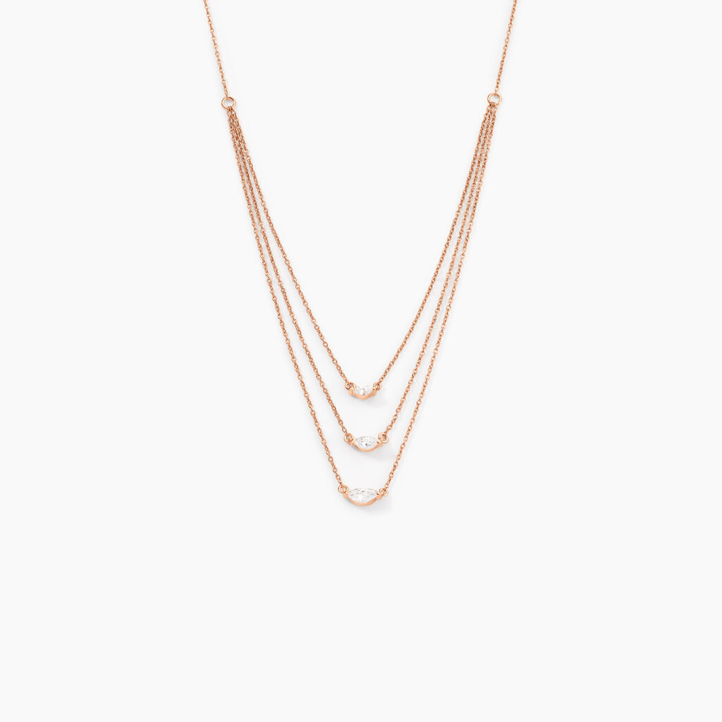 Collier Navette Argent Rose Oxyde De Zirconium - Colliers fantaisie Femme | Histoire d’Or